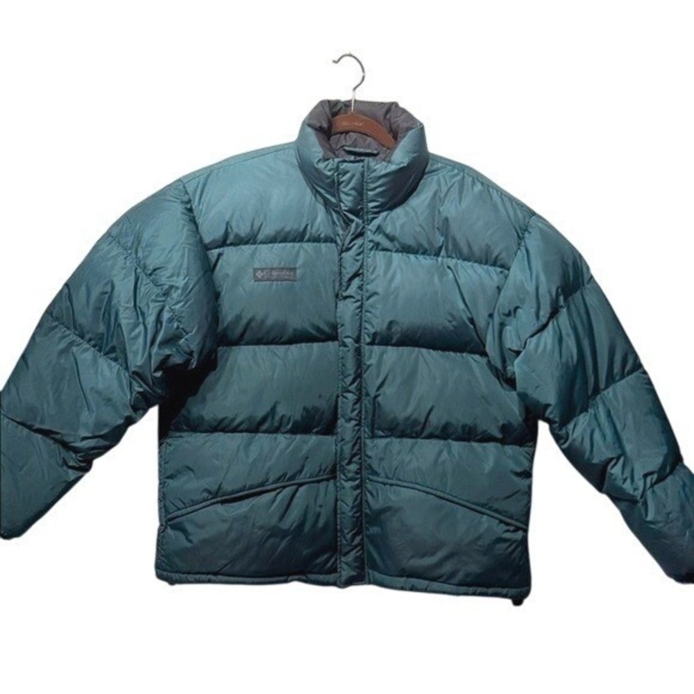 Mens 90s Columbia Puffer Hunter Green Goose Down Gorpcore Jacket Coat Size Large